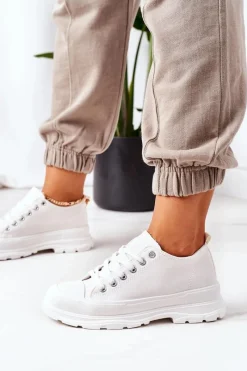 New Damskie Trampki Na Platformie Białe Travel Time Damskie Trampki Damskie Niskie