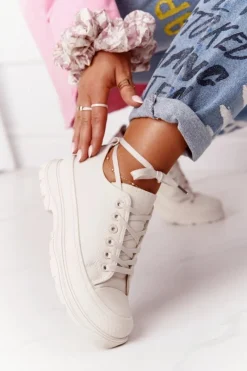 Outlet Damskie Trampki Na Platformie Beżowe Travel Time Damskie Trampki Damskie Niskie