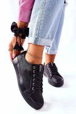 Trampki Damskie Big Star|Trampki Damskie Niskie>Big Star Shoes Damskie Trampki Na Platformie BIG STAR II274345 Czarne Czarny