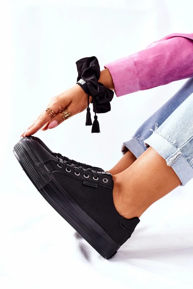 Trampki Damskie Big Star|Trampki Damskie Niskie>Big Star Shoes Damskie Trampki Na Platformie BIG STAR II274345 Czarne Czarny