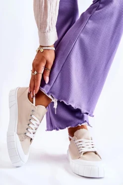 New Boto Damskie Trampki Na Platformie Beżowe Comes