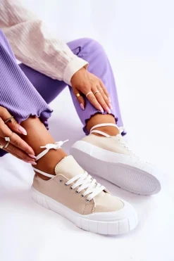 New Boto Damskie Trampki Na Platformie Beżowe Comes