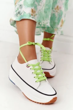 Evento Damskie Trampki Na Platformie Białe Electric Love