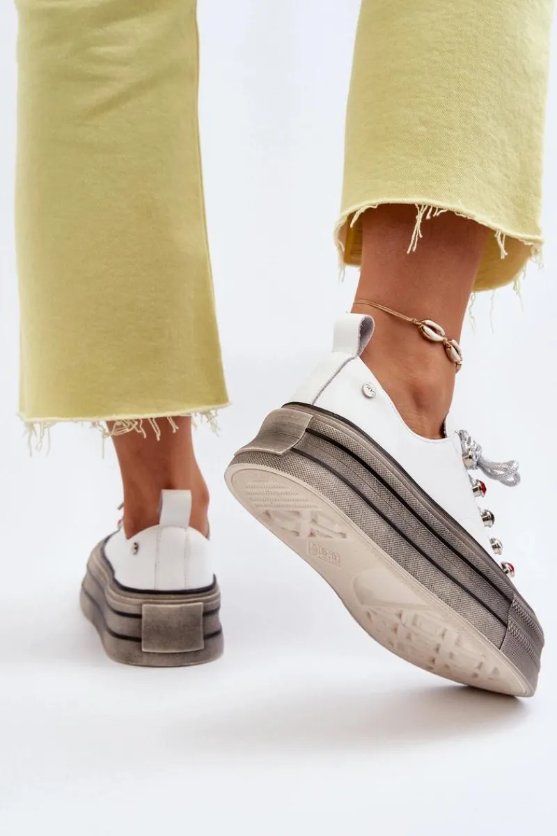 Online GOE Damskie Trampki Na Platformie NN2N4054 Białe