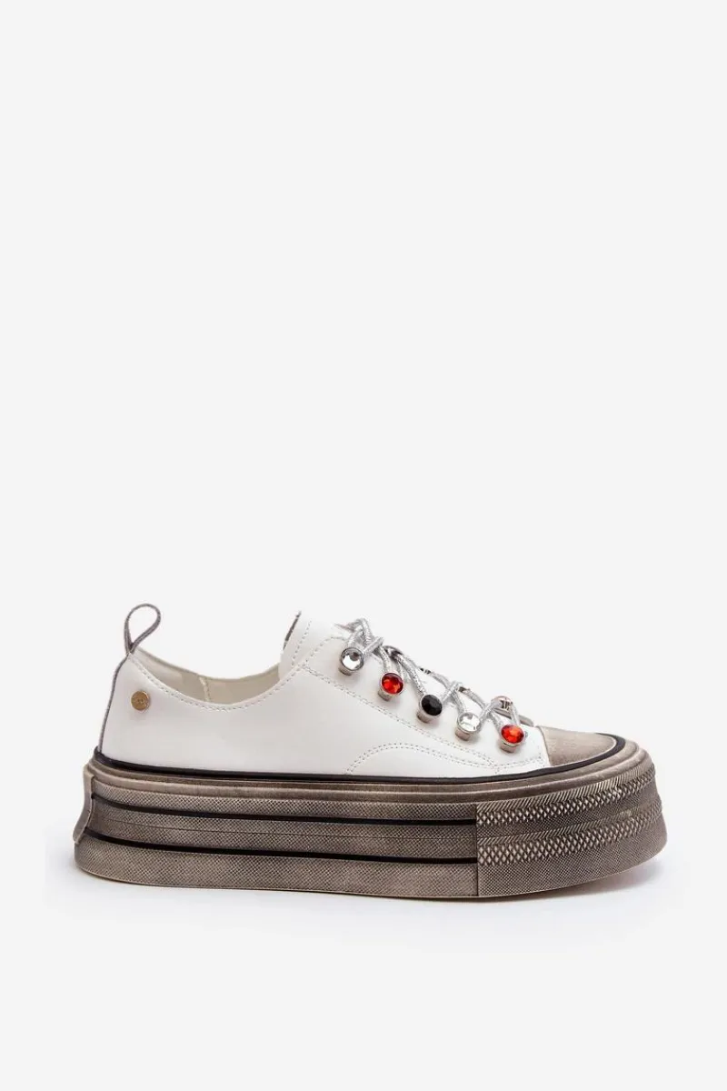 Online GOE Damskie Trampki Na Platformie NN2N4054 Białe