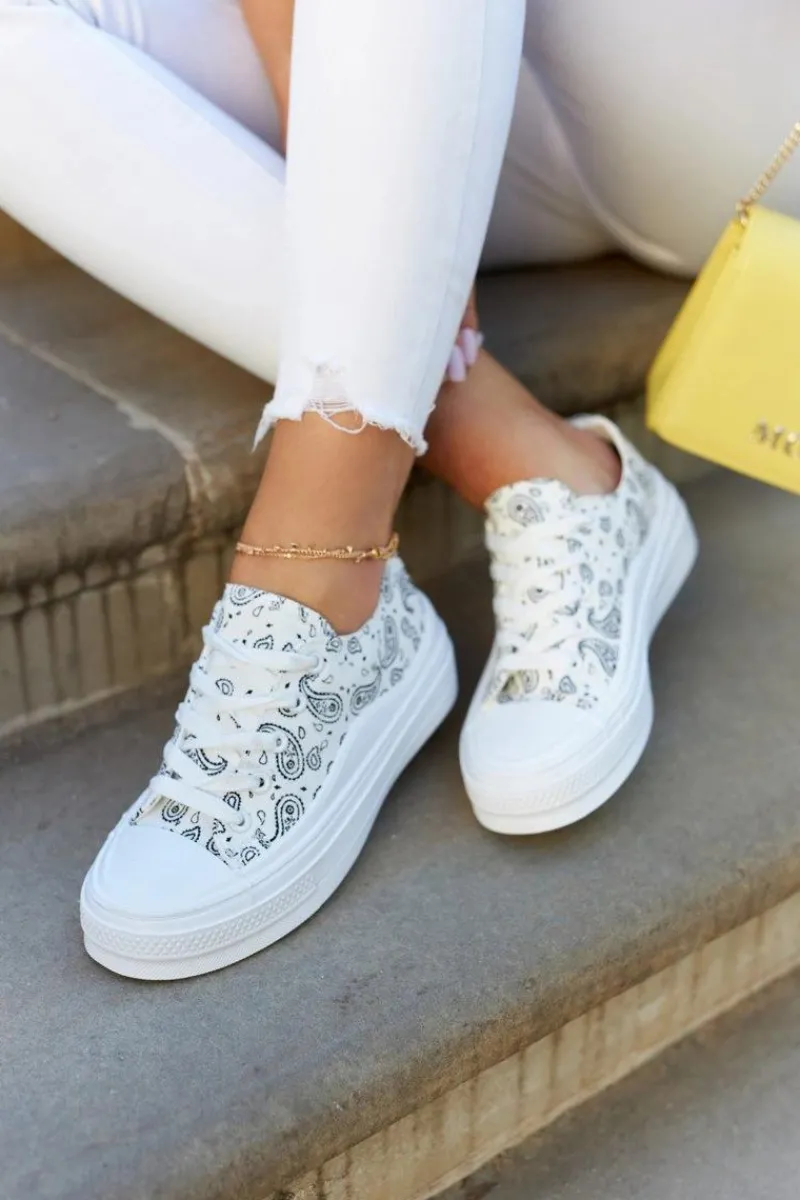 Outlet Boto Damskie Trampki Na Platformie Białe Humphrey