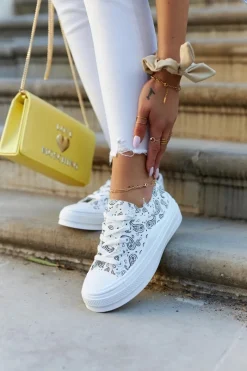 Outlet Boto Damskie Trampki Na Platformie Białe Humphrey