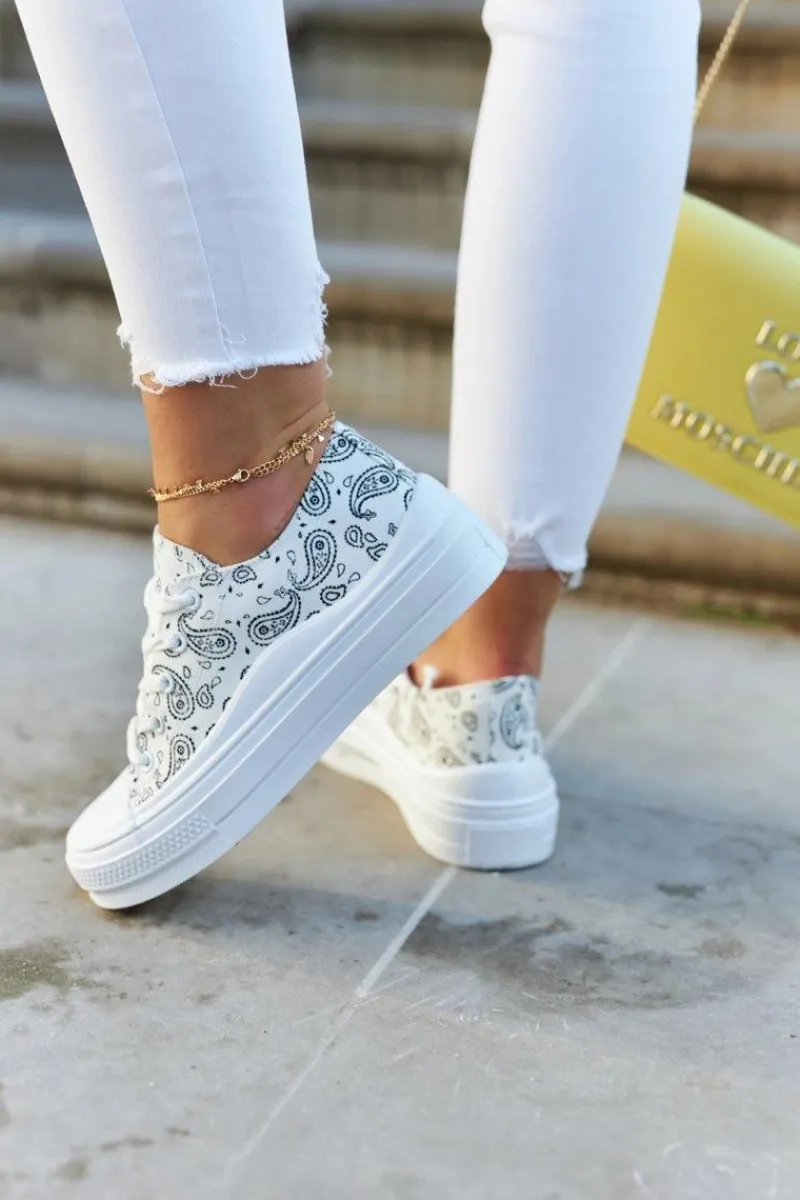 Outlet Boto Damskie Trampki Na Platformie Białe Humphrey