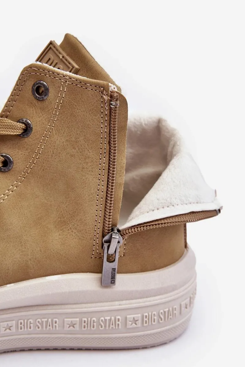 Trampki Damskie Big Star|Trampki Damskie Wysokie>Big Star Shoes Damskie Trampki Na Suwak Ocieplane Camel Big Star MM274026