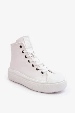 Clearance Big Star Shoes Damskie Trampki Na Suwak Ocieplane Białe Big Star MM274021