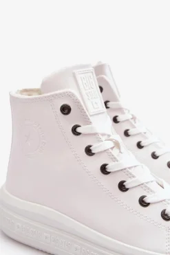 Clearance Big Star Shoes Damskie Trampki Na Suwak Ocieplane Białe Big Star MM274021