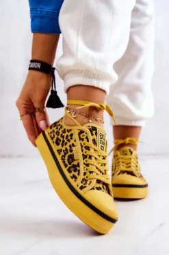Sale Big Star Shoes Damskie Trampki Pantera BIG STAR JJ274616 Żółte