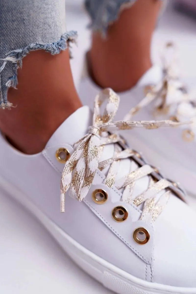 Trampki Damskie Niskie>Boto Damskie Trampki Skórzane Białe Viss