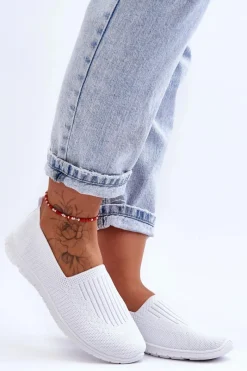 Damskie Trampki Tenisówki Wsuwane Białe Lento Damskie Trampki Damskie Slip-On|Trampki Damskie Niskie