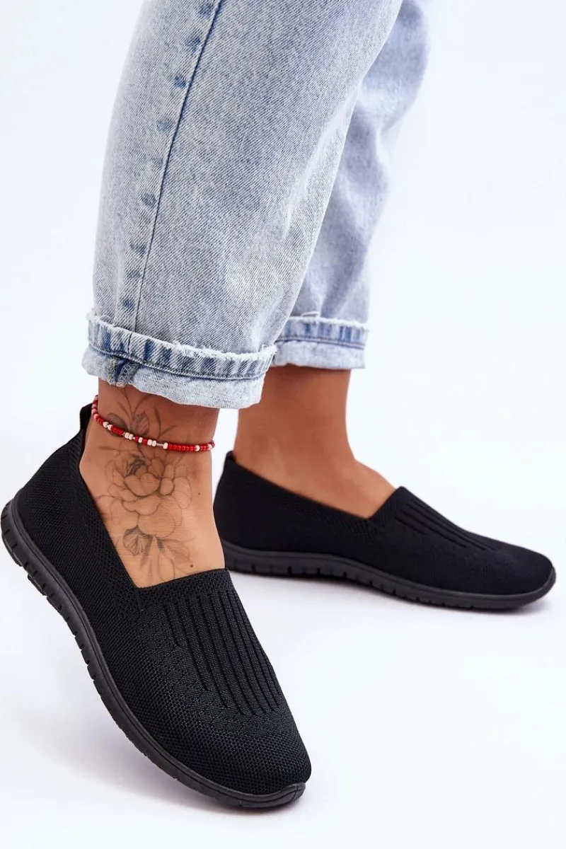 Trampki Damskie Slip-On|Trampki Damskie Niskie>Evento Damskie Trampki Tenisówki Wsuwane Czarne Lento