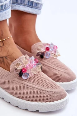 Discount Boto Damskie Trampki Tenisówki Wsuwane Z Ozdobą Różowe Taylor