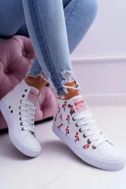 Best Damskie Trampki Wysokie Flamingi Big Star Białe DD274660 Damskie Trampki Damskie Big Star|Big Star