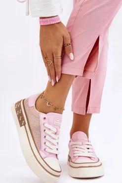 New Damskie Trampki Z Dżetami LL2N4057 Różowe Damskie Trampki Damskie Niskie|Sneakersy Damskie