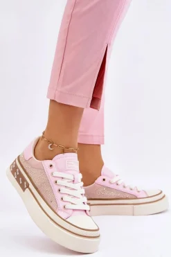 New Damskie Trampki Z Dżetami LL2N4057 Różowe Damskie Trampki Damskie Niskie|Sneakersy Damskie
