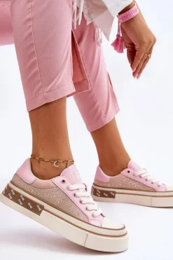 New Damskie Trampki Z Dżetami LL2N4057 Różowe Damskie Trampki Damskie Niskie|Sneakersy Damskie