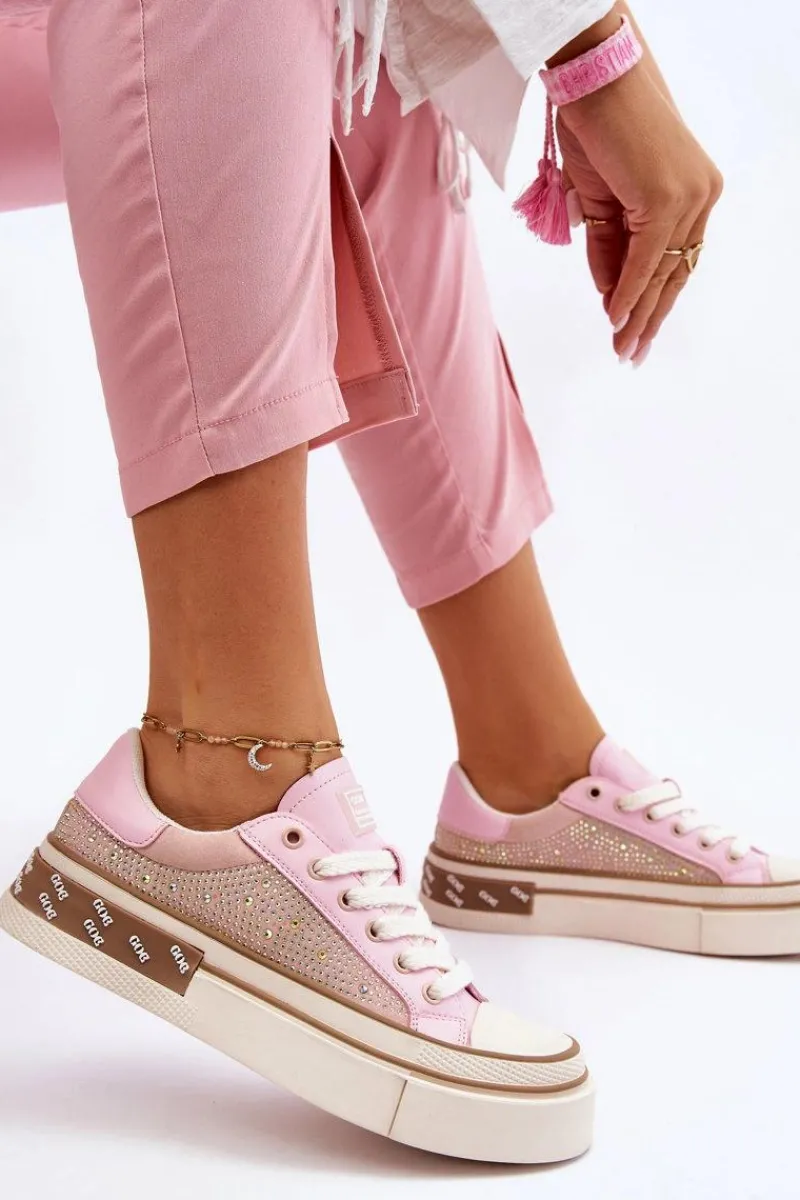 New Damskie Trampki Z Dżetami LL2N4057 Różowe Damskie Trampki Damskie Niskie|Sneakersy Damskie