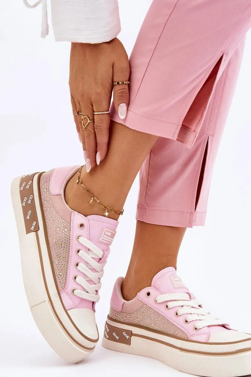 New Damskie Trampki Z Dżetami LL2N4057 Różowe Damskie Trampki Damskie Niskie|Sneakersy Damskie