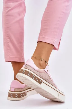 New Damskie Trampki Z Dżetami LL2N4057 Różowe Damskie Trampki Damskie Niskie|Sneakersy Damskie