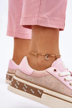 New Damskie Trampki Z Dżetami LL2N4057 Różowe Damskie Trampki Damskie Niskie|Sneakersy Damskie