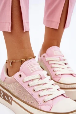 New Damskie Trampki Z Dżetami LL2N4057 Różowe Damskie Trampki Damskie Niskie|Sneakersy Damskie