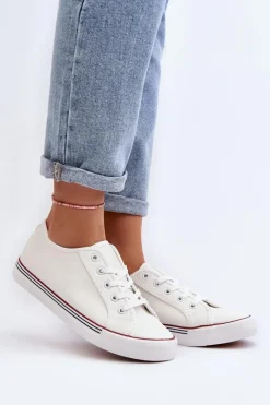 Discount Damskie Trampki Z Eko Skóry Białe Lirean Damskie Trampki Damskie Niskie