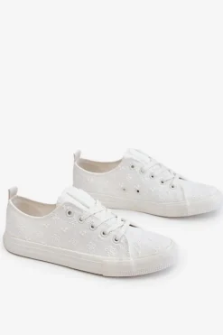 Outlet Big Star Shoes Damskie Trampki Z Haftem Big Star LL274223 Białe