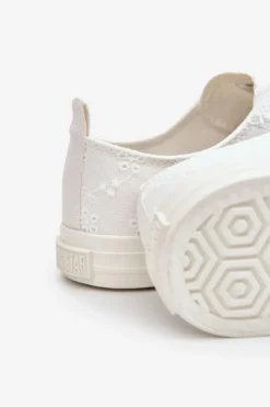 Outlet Big Star Shoes Damskie Trampki Z Haftem Big Star LL274223 Białe