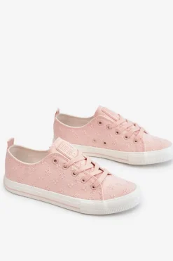 Sale Damskie Trampki Z Haftem Big Star LL274224 Różowe Damskie Trampki Damskie Big Star|Trampki Damskie Niskie