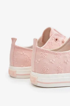 Sale Damskie Trampki Z Haftem Big Star LL274224 Różowe Damskie Trampki Damskie Big Star|Trampki Damskie Niskie
