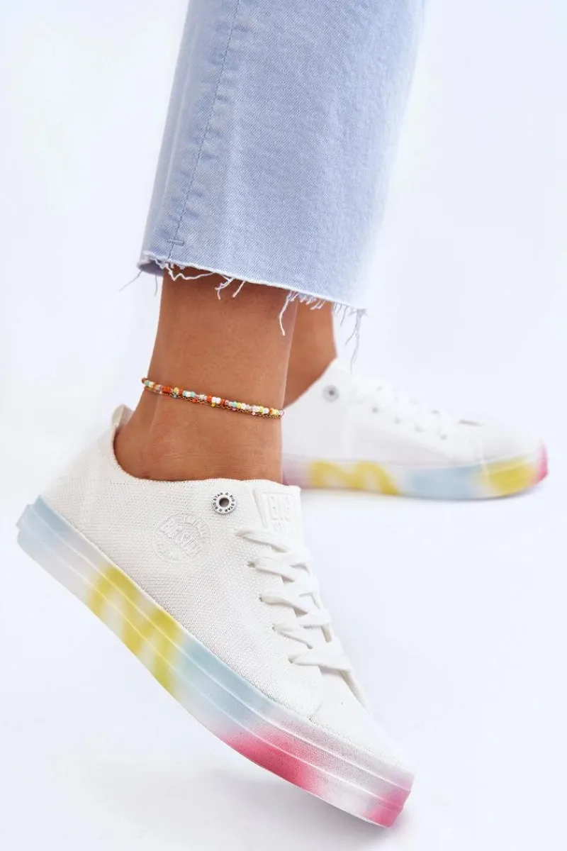 Sale Damskie Trampki Z Kolorową Platformą Big Star LL274237 Białe Damskie Trampki Damskie Big Star|Trampki Damskie Niskie