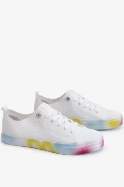 Sale Damskie Trampki Z Kolorową Platformą Big Star LL274237 Białe Damskie Trampki Damskie Big Star|Trampki Damskie Niskie