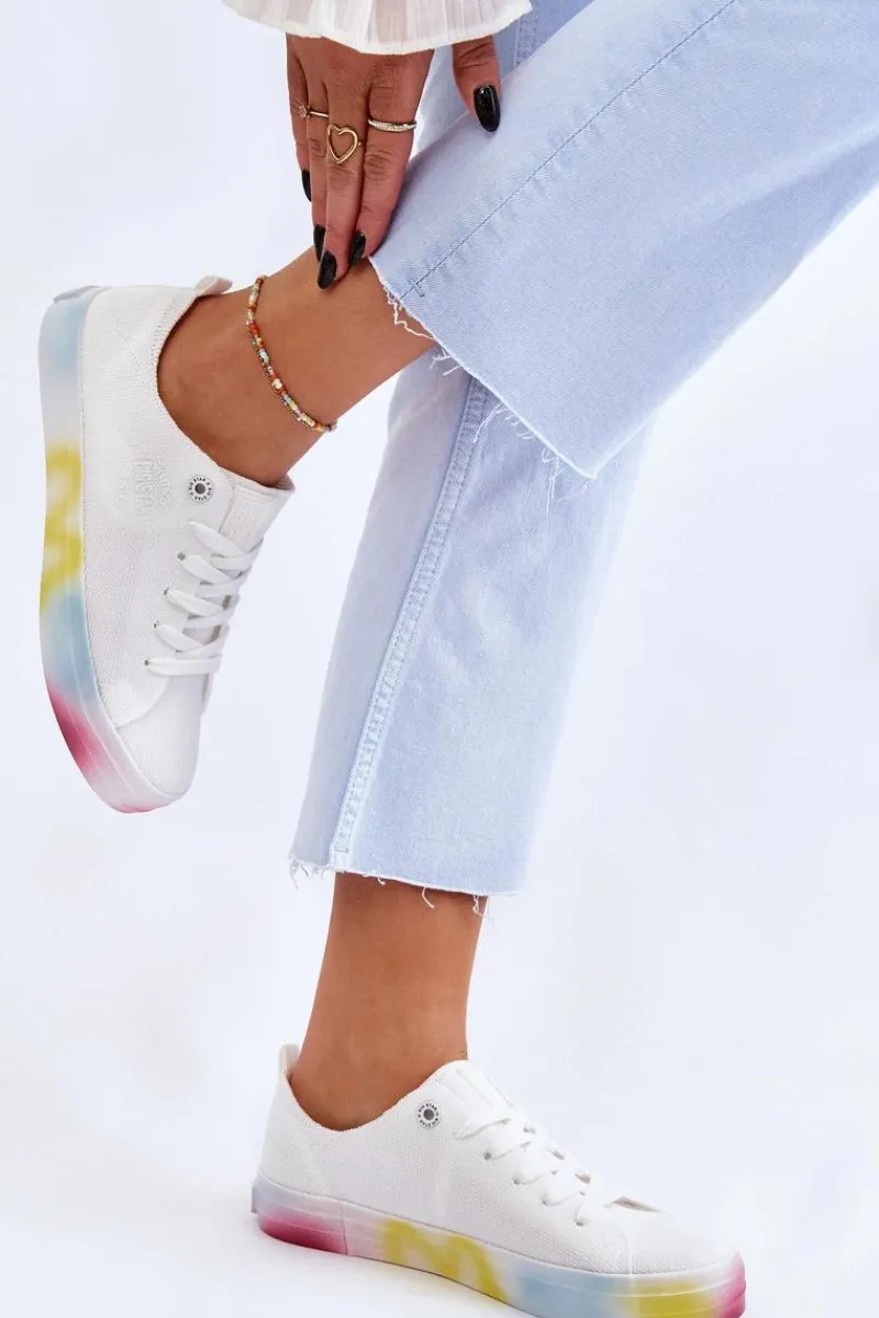 Sale Damskie Trampki Z Kolorową Platformą Big Star LL274237 Białe Damskie Trampki Damskie Big Star|Trampki Damskie Niskie