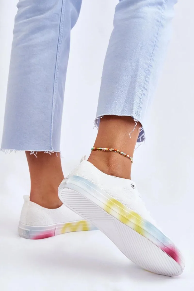 Sale Damskie Trampki Z Kolorową Platformą Big Star LL274237 Białe Damskie Trampki Damskie Big Star|Trampki Damskie Niskie