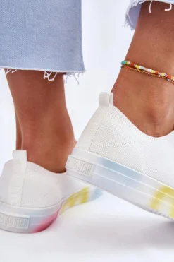 Sale Damskie Trampki Z Kolorową Platformą Big Star LL274237 Białe Damskie Trampki Damskie Big Star|Trampki Damskie Niskie