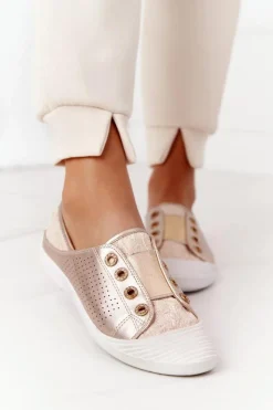 Trampki Damskie Niskie>Boto Damskie Trampki Z Koronką Lu Boo Złote