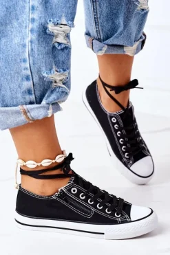 Trampki Damskie Niskie>Boto Damskie Trampki Z Suwakiem Czarne Malani