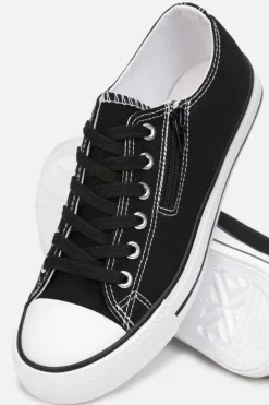 Trampki Damskie Niskie></noscript>Boto Damskie Trampki Z Suwakiem Czarne Malani