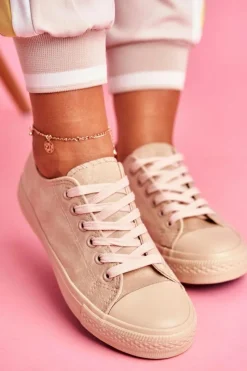 Online Damskie Trampki Zamszowe Beżowe El Paso Damskie Trampki Damskie Niskie