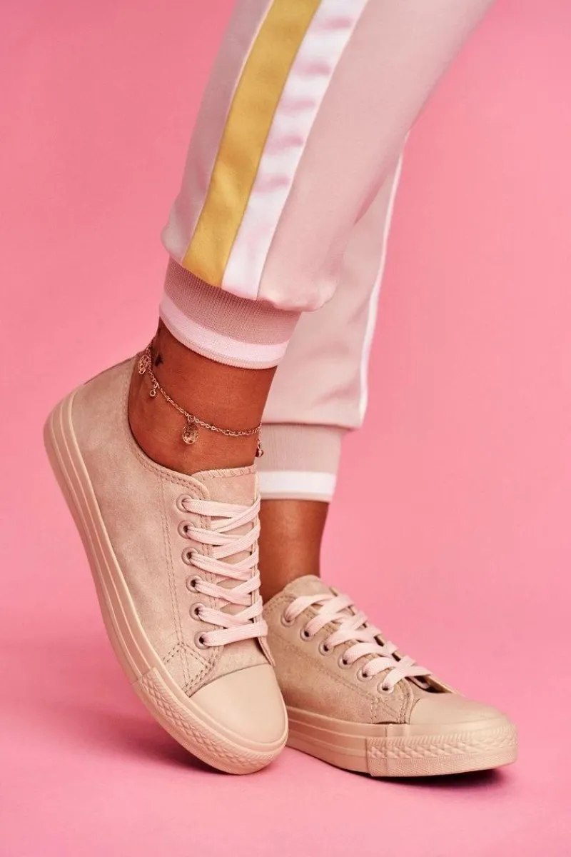 Online Damskie Trampki Zamszowe Beżowe El Paso Damskie Trampki Damskie Niskie