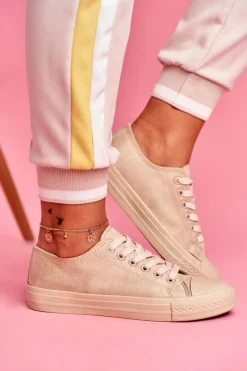 Online Damskie Trampki Zamszowe Beżowe El Paso Damskie Trampki Damskie Niskie