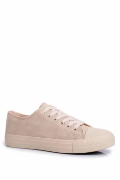 Online Damskie Trampki Zamszowe Beżowe El Paso Damskie Trampki Damskie Niskie