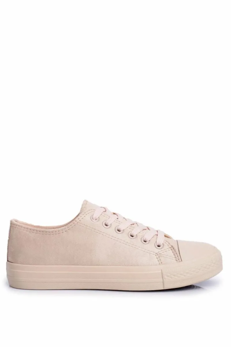 Online Damskie Trampki Zamszowe Beżowe El Paso Damskie Trampki Damskie Niskie