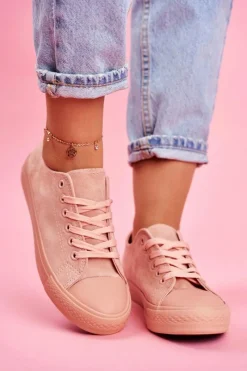 Boto Damskie Trampki Zamszowe Różowe El Paso