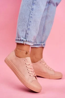 Boto Damskie Trampki Zamszowe Różowe El Paso