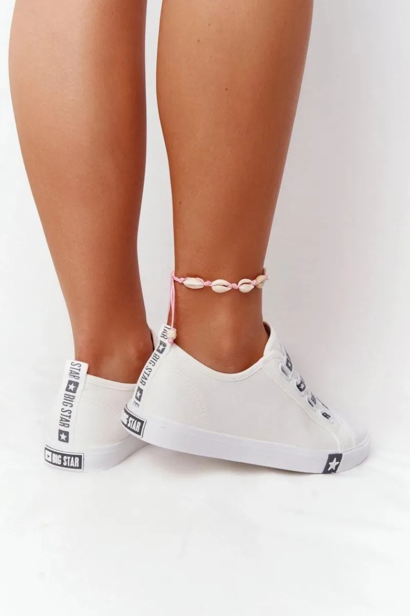 Sale Damskie Trampki Ze Ściągaczami BIG STAR HH274094 Białe Damskie Trampki Damskie Big Star|Trampki Damskie Niskie